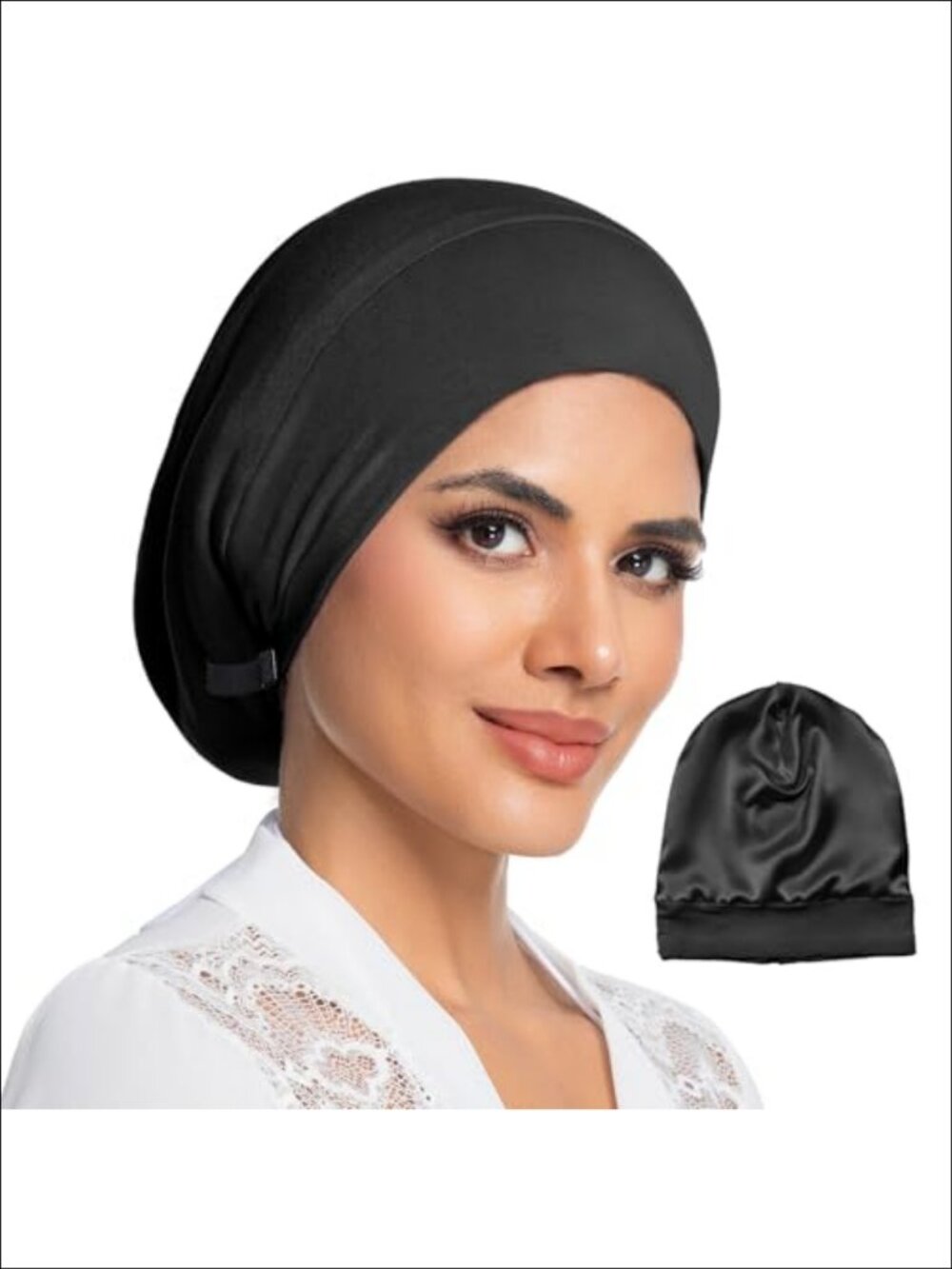 100% Mulberry Silk Lined Bonnet Adjustable Sleep Cap Anti-Frizz Hair